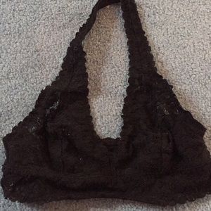 Aerie Lace Black Halter Bralette Small